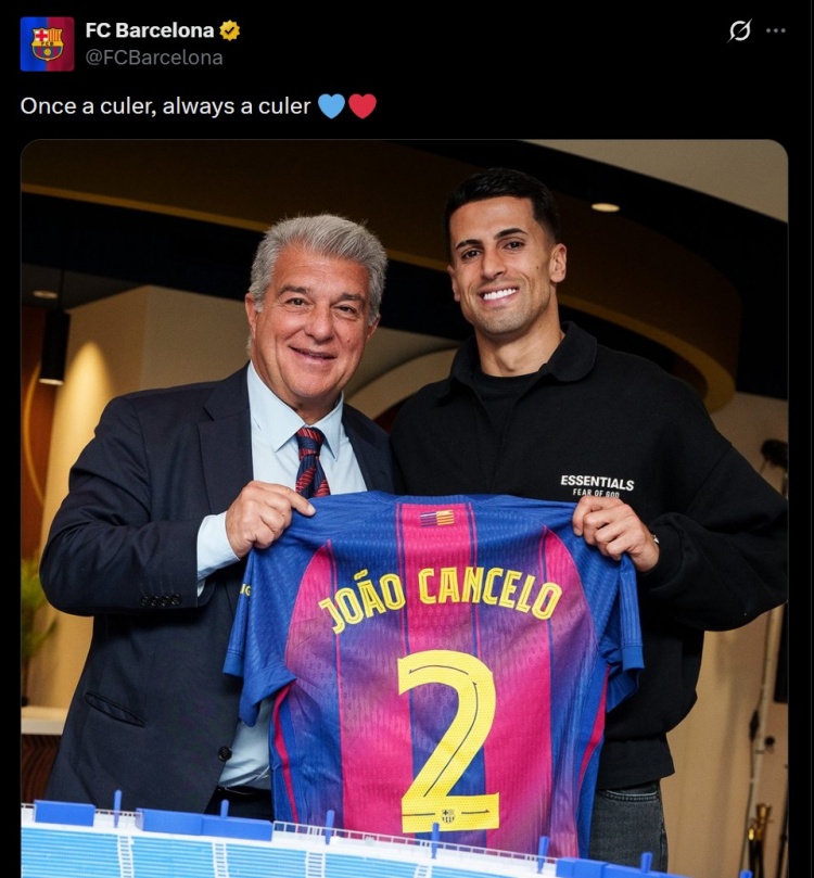 坎塞洛:巴萨是世界最佳俱乐部 亚马尔进步很大不是最佳也是前三